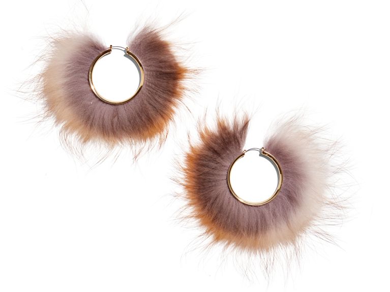 A pair of fox fur earrings from designer Vanessa Aegirsdottir.