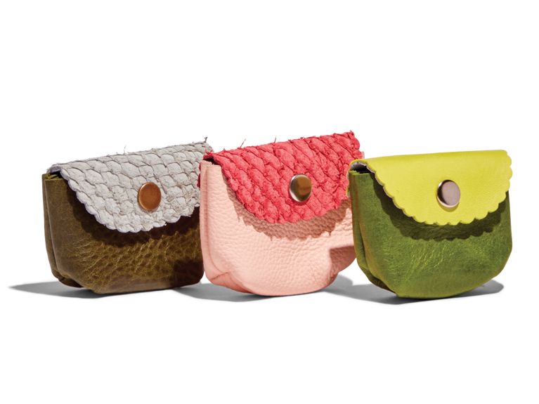 A set of three leather coin pouches from the brand Veinage.