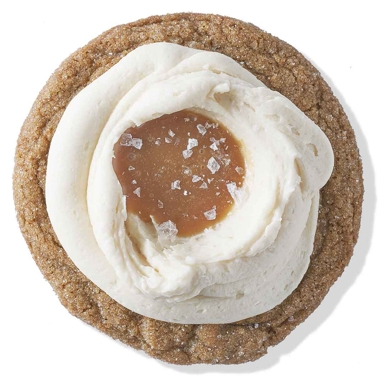 a ginger caramel cookie on a white background
