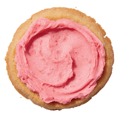 Thunder Bay Persian Sablés—cinnamon butter cookies with raspberry icing—on a white background
