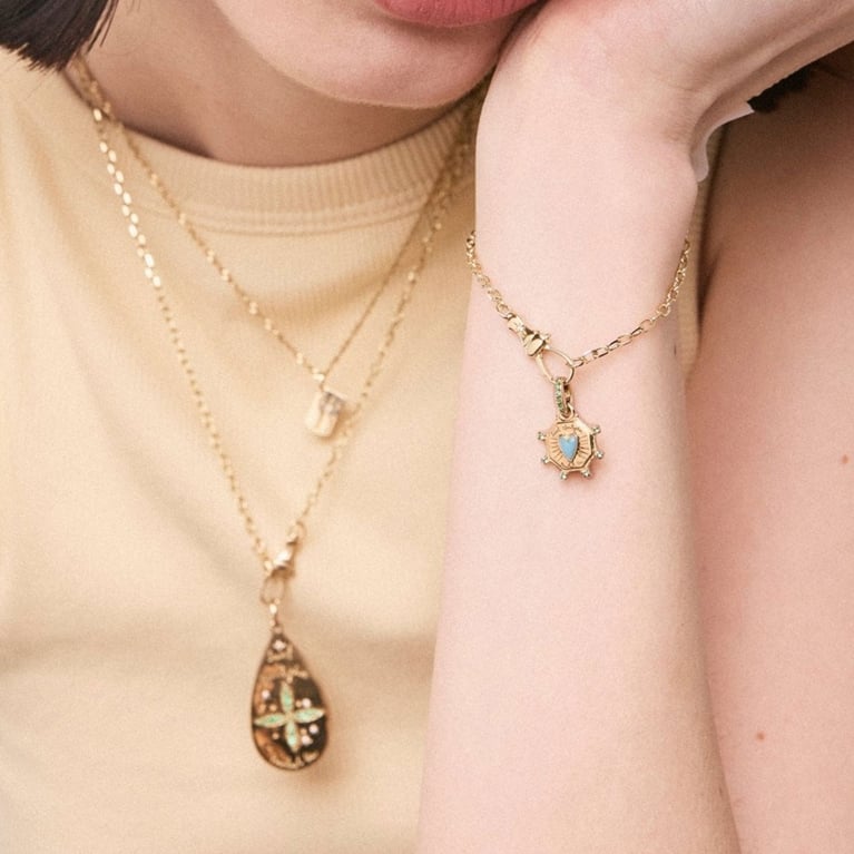 A model wearing Bluboho jewellery on sale for Black Friday deals in Canada