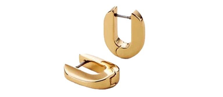 A pair of gold huggie-style earrings in a post about best black friday deals canada.
