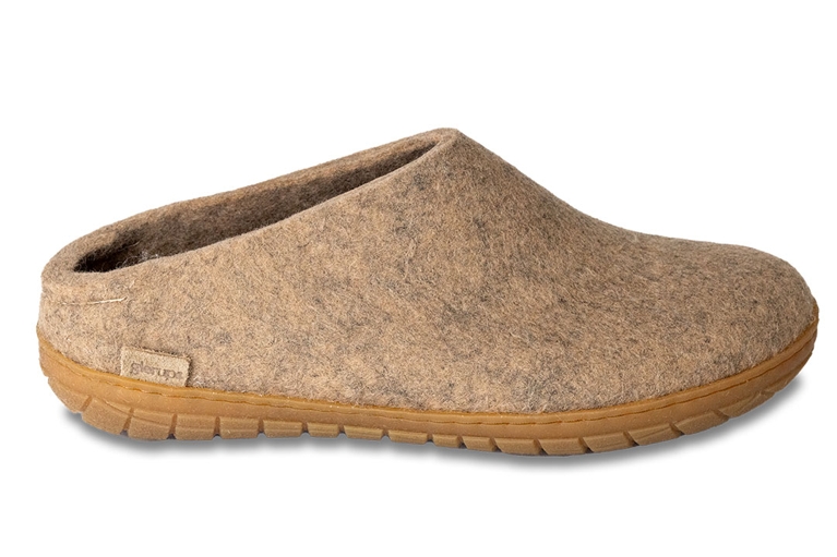 A pair of beige Glerups Slip-On Slippers for an article about the best self-care gifts for pampering for the holidays.