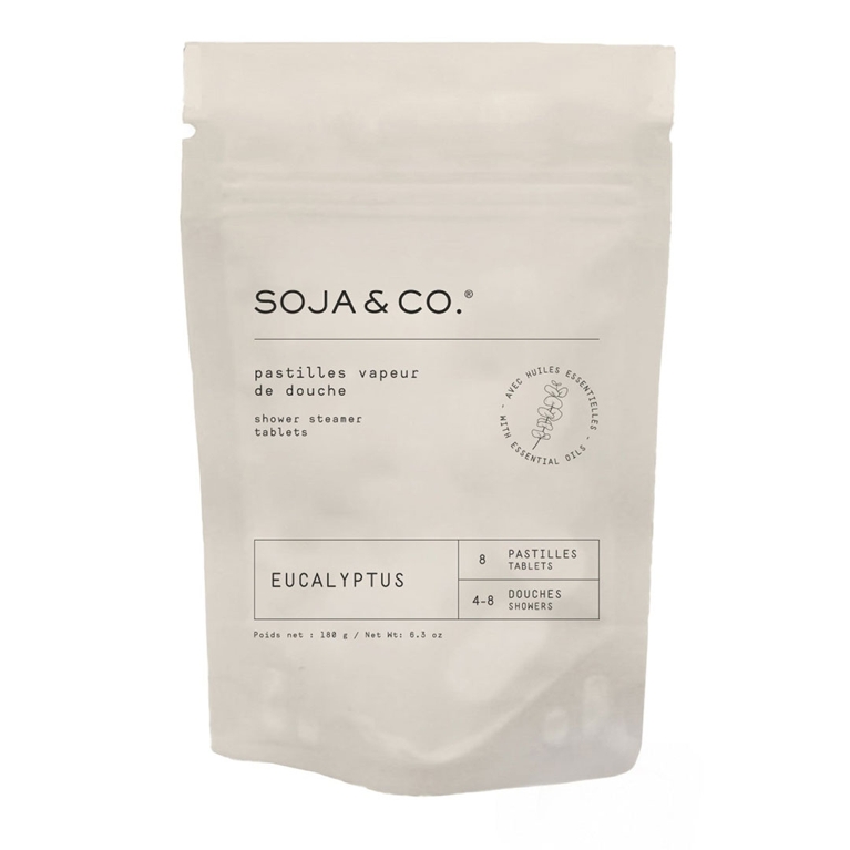A bag of Soja & Co. Shower Steamer Tablets for an article about the best self-care gifts for pampering for the holidays.