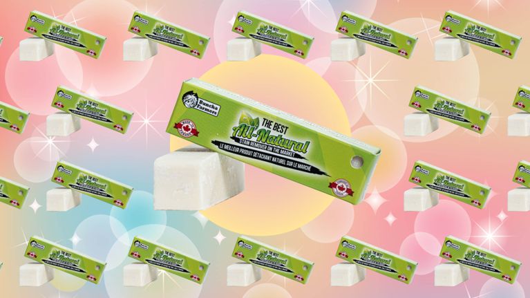 A Buncha Farmers stain remover stick with a green box