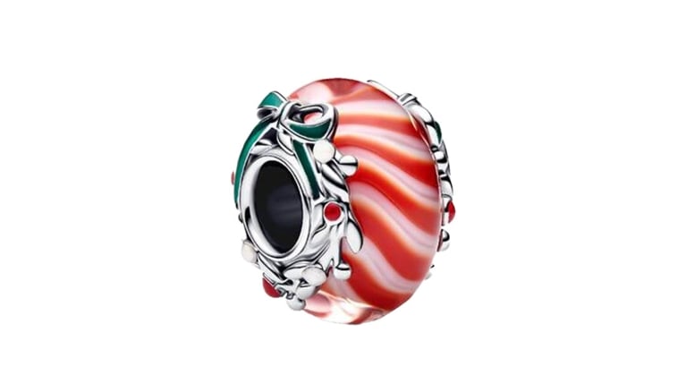 A Pandora Candy Murano Glass Charm for an article about the best stocking stuffers ideas for the holidays.
