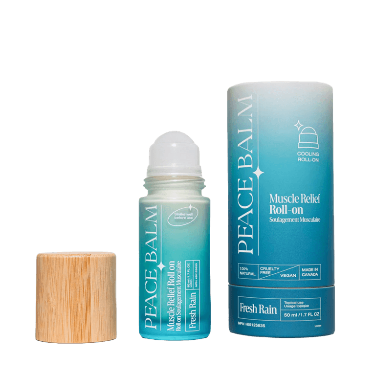 A blue muscle balm roll-on with a wooden lid in a post about best fitness gifts.