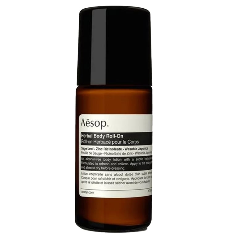 A brown container of Aesop roll-on deodorant in a post about best fitness gifts.