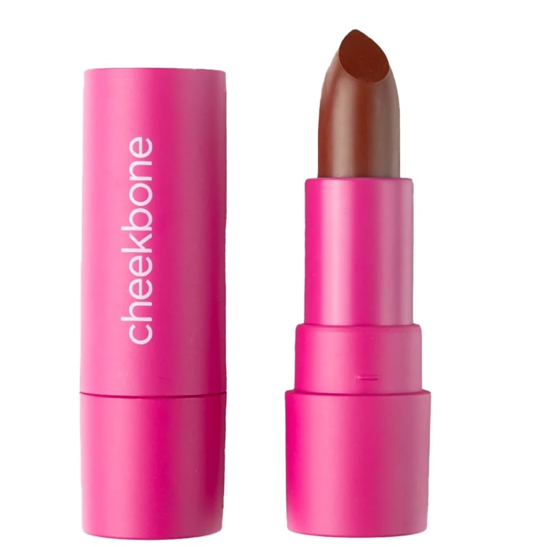  A pink tube of orange-y brown Cheekbone Beauty lipstick in a post about gifts that give back.