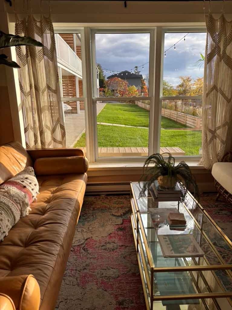 a view out of the lobby of the June Motel