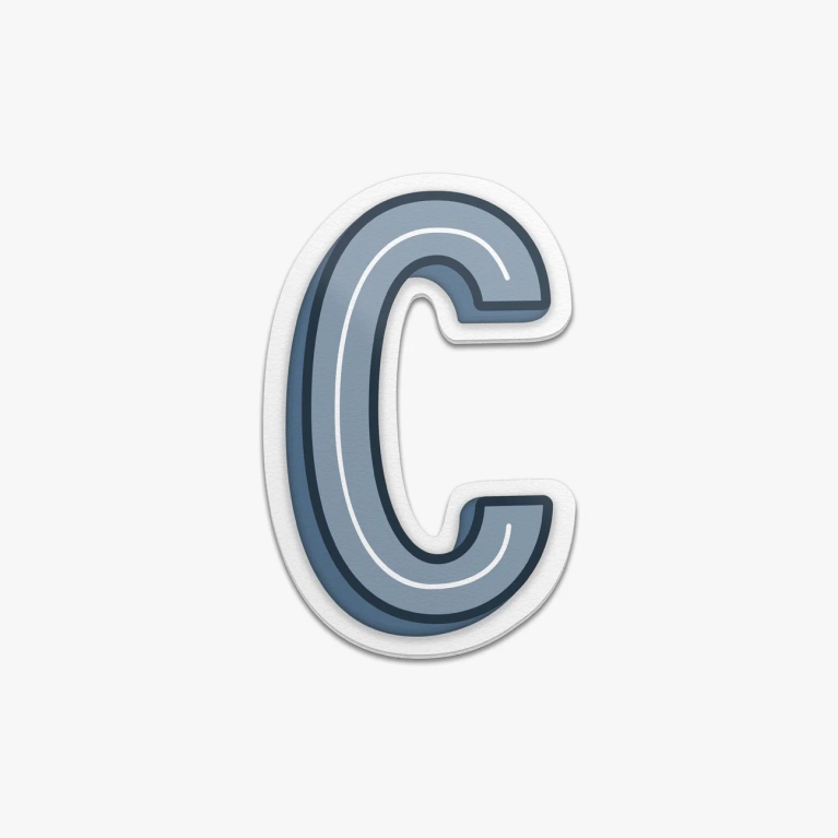 A monos luggage sticker in blue for the letter C for a post on the best under-$50 gifts