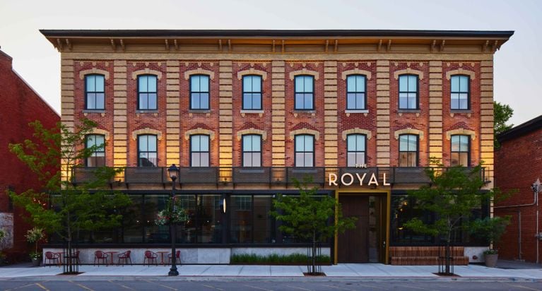 The exterior of the Royal Hotel in Picton, Ontario