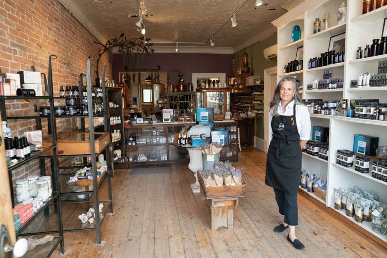 The interior of Savon Du Bois in picton showing a variety of soaps