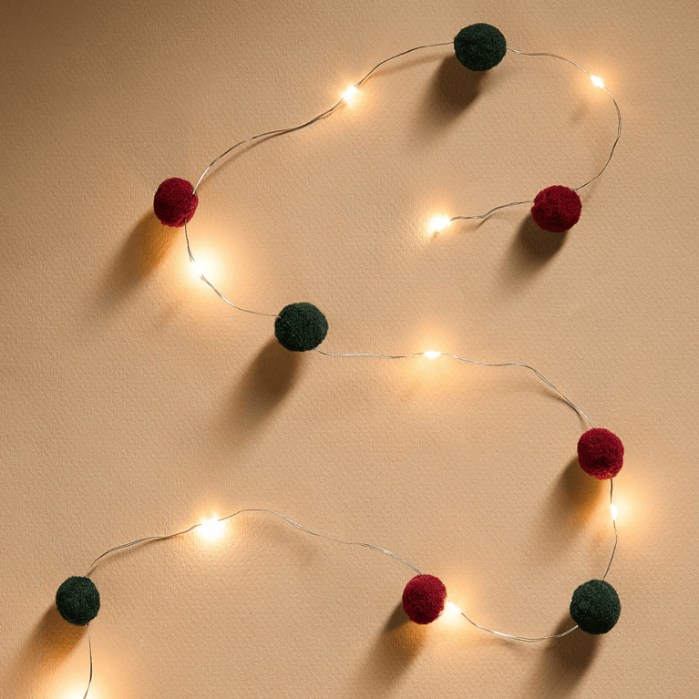 Simons Holiday Collection Sale: Simons Maison Red and Green Pom-Pom LED String Lights