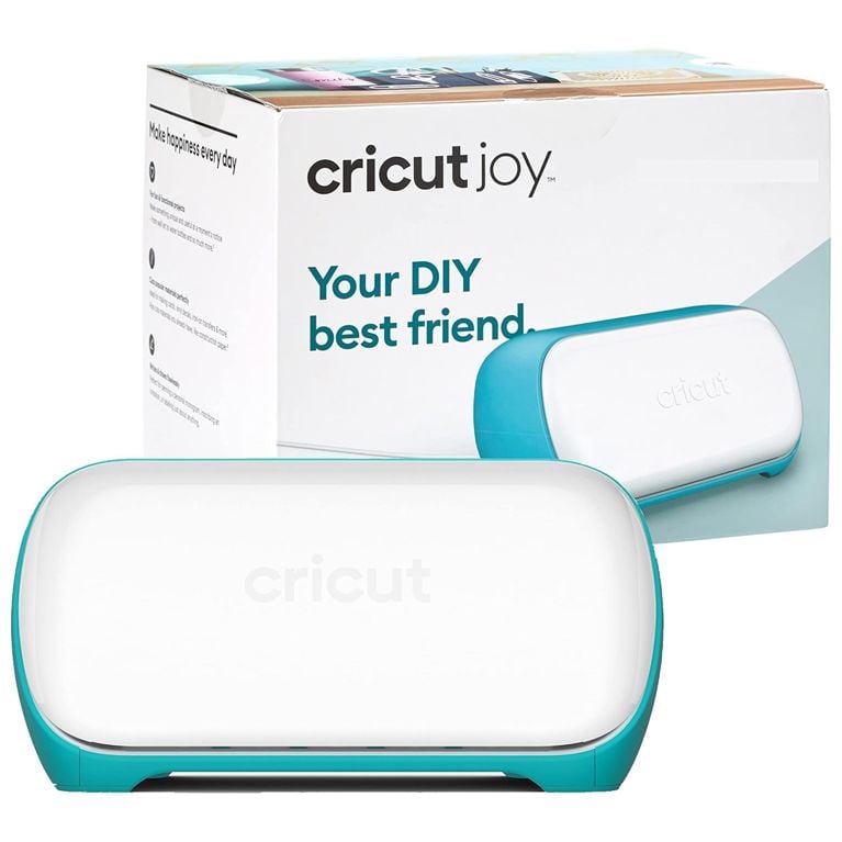 A white and teal Cricut Joy machine with its box for a post about the best tech gifts for the holidays.