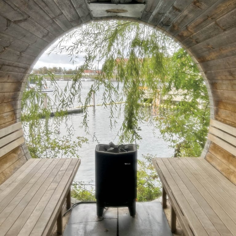 The sauna at La Banchina in Copenhagen for an article about what to do in Copenhagen.