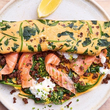 Jamie Oliver's Smoked Salmon & Rye Omelet