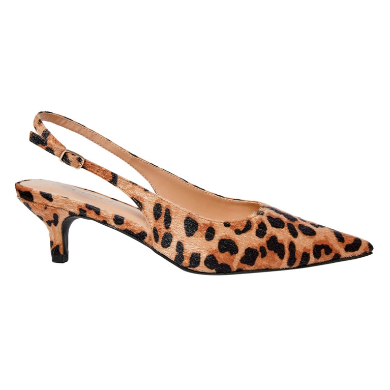 A leopard Joe Fresh Slingback Pump for an article about the best kitten heels for winter.