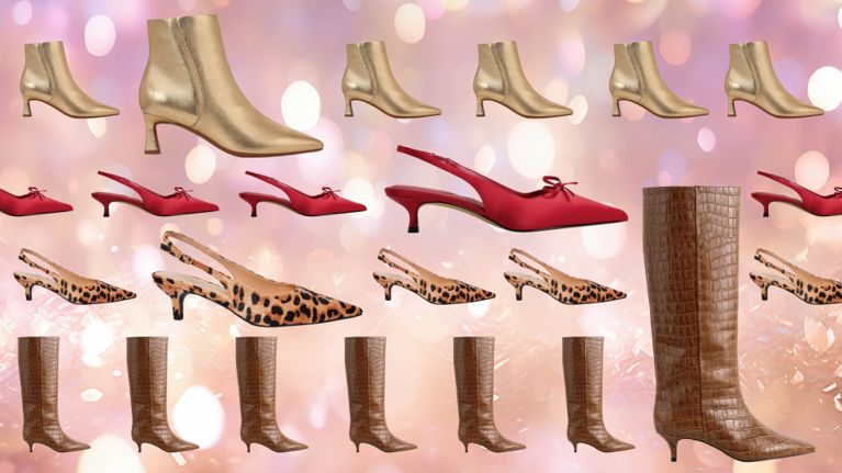 A red Aldo Azizza Slingback Kitten Heel for an article about the best kitten heels for winter.