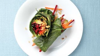 Curried Quinoa Collard Green Wraps
