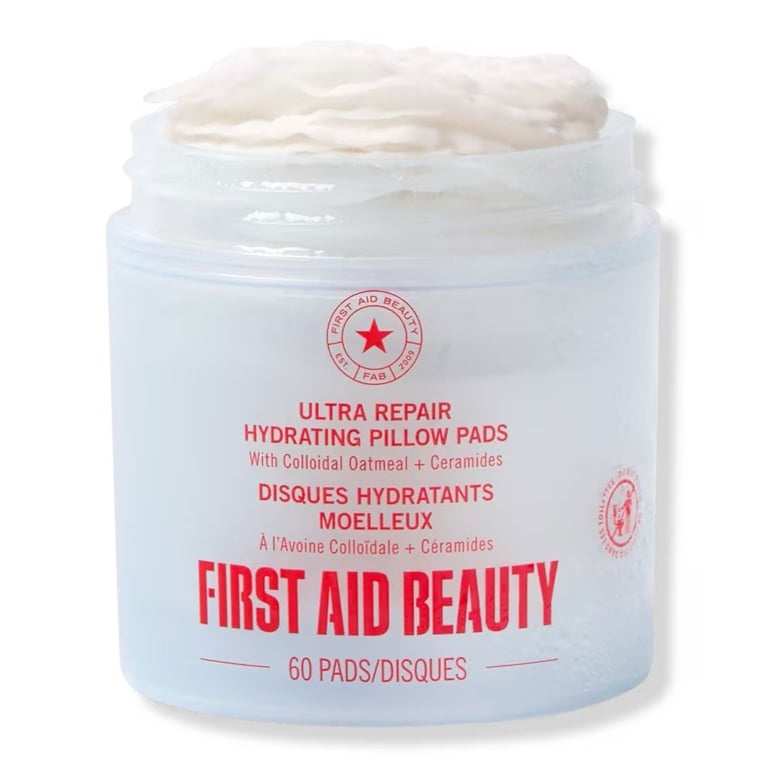 A tub of First Air Beauty Ultra Repair Hydrating Pillow Pads for an article about barrier repair skincare.