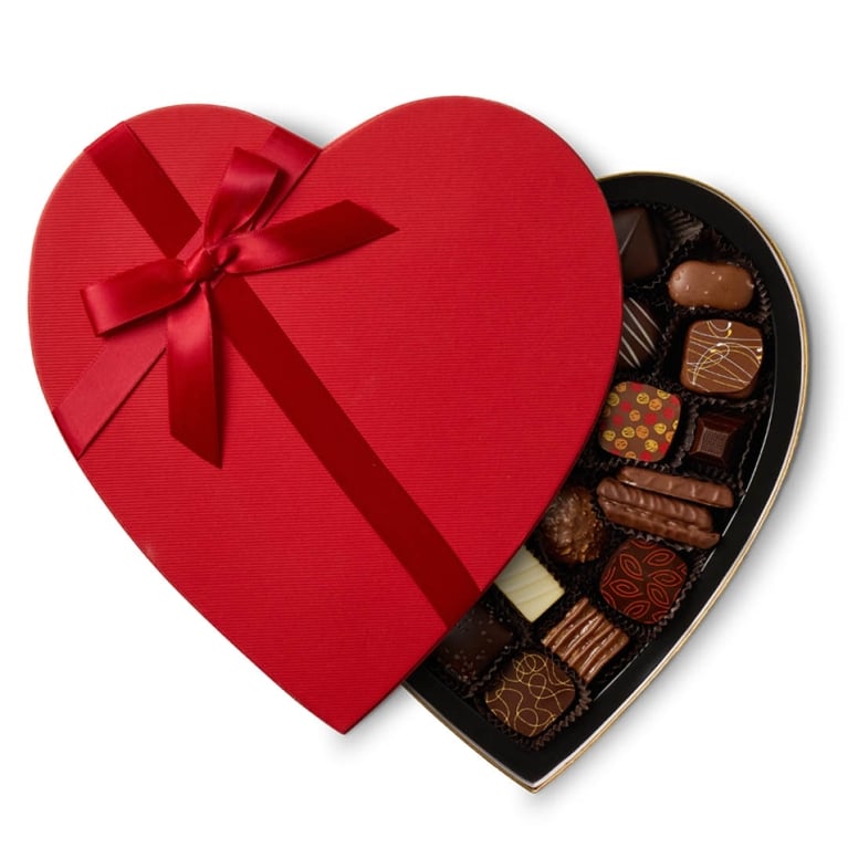 A hear-shaped Purdy's Assorted Chocolate Heart Gift Box for an article about what our editors want for Valentine's Day.