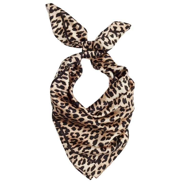 A leopard-print silk scarf for an article about the best fashion trends of 2026.