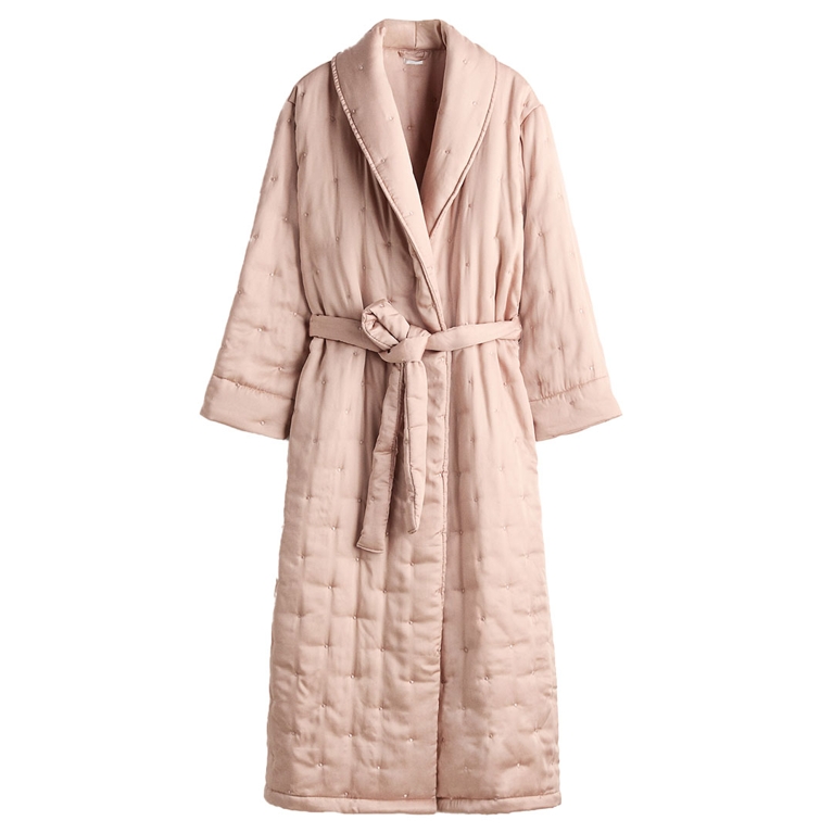 A pink quilted bathrobe from H&M for a round-up of Valentine's Day gift ideas.