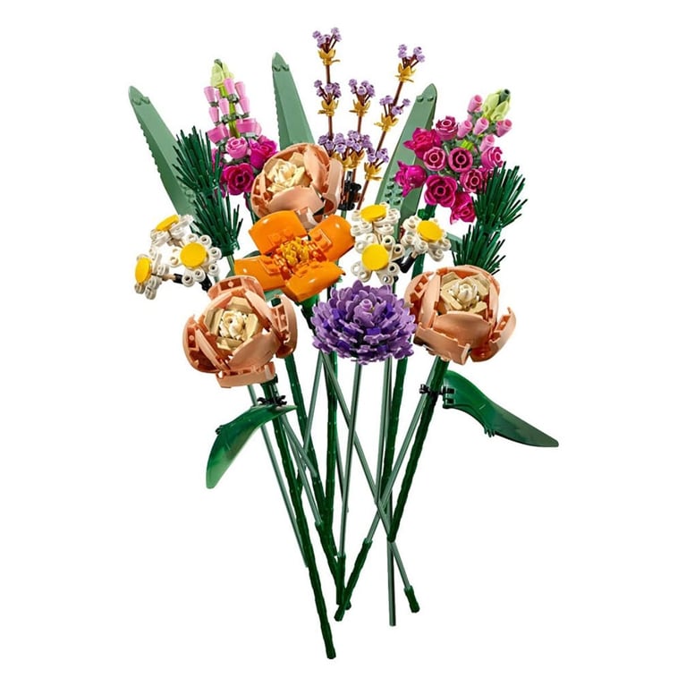 A bouquet of Lego flowers for a round-up of Valentine's Day gift ideas.
