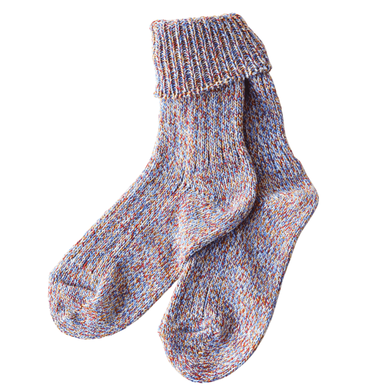 A pair of blue and pink OkayOk Thick Cotton Socks for a round-up of Valentine's Day gift ideas.