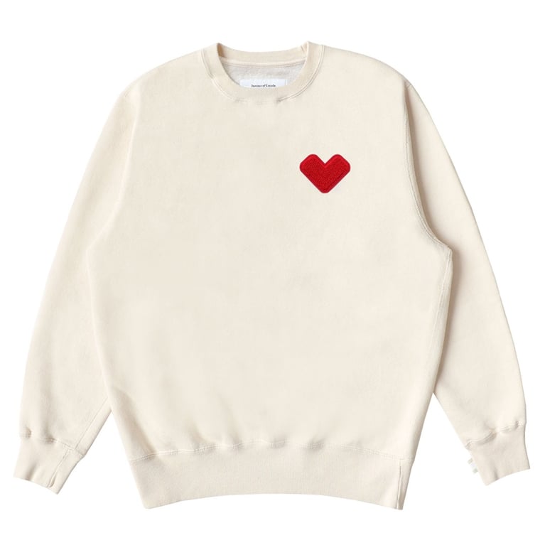 A white Province of Canada Sweatshirt with a heart for a round-up of Valentine's Day gift ideas.