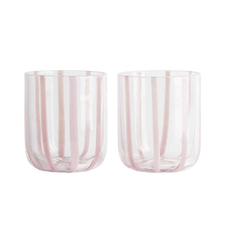 Two pink striped H&M Patterned Tumblers for a round-up of Valentine's Day gift ideas under $50.