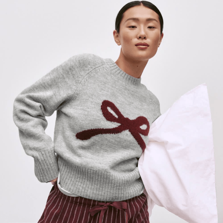 Reitmans Winter Clearance: Reitmans Long-Sleeve Crew-Neck Pullover with Bow