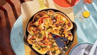 High-Protein Mushroom, Pepper, Kale And Goat Cheese Quiche