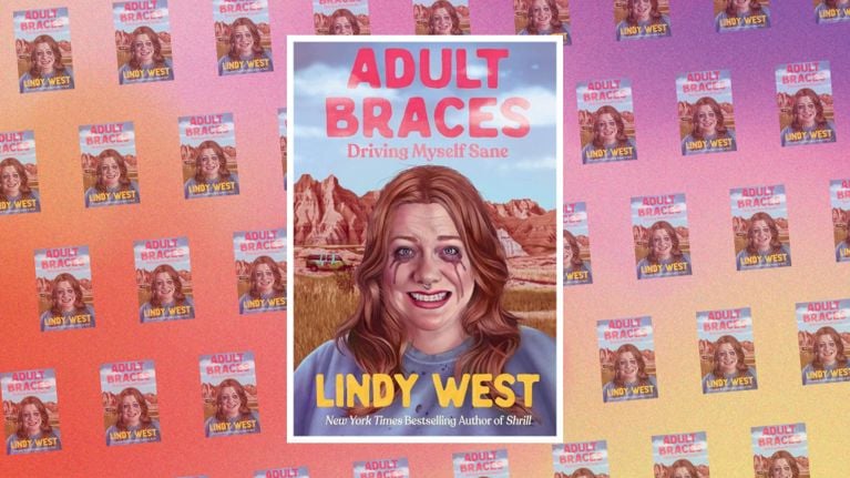 A collage of book covers of Lindy West's Adult Braces.