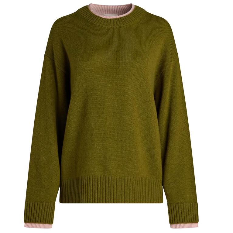 A green and pink Reformation Tess cashmere sweater for an article about our editors best purchases in March 2026.