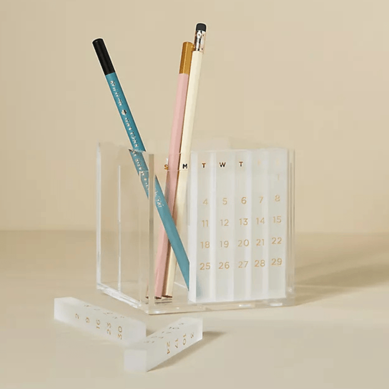 Anthropologie Acrylic Monthly Calendar & Pen Organizer