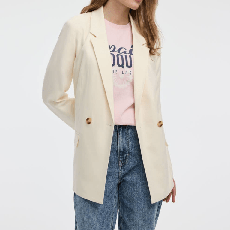 Reitmans Double-Breasted Blazer in Marshmallow