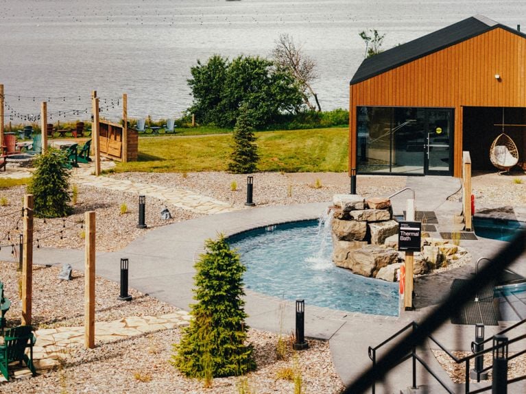 A photo of the thermal spa circuit at Mysa Nordic Spa, used in a post on what to do in Prince Edward Island