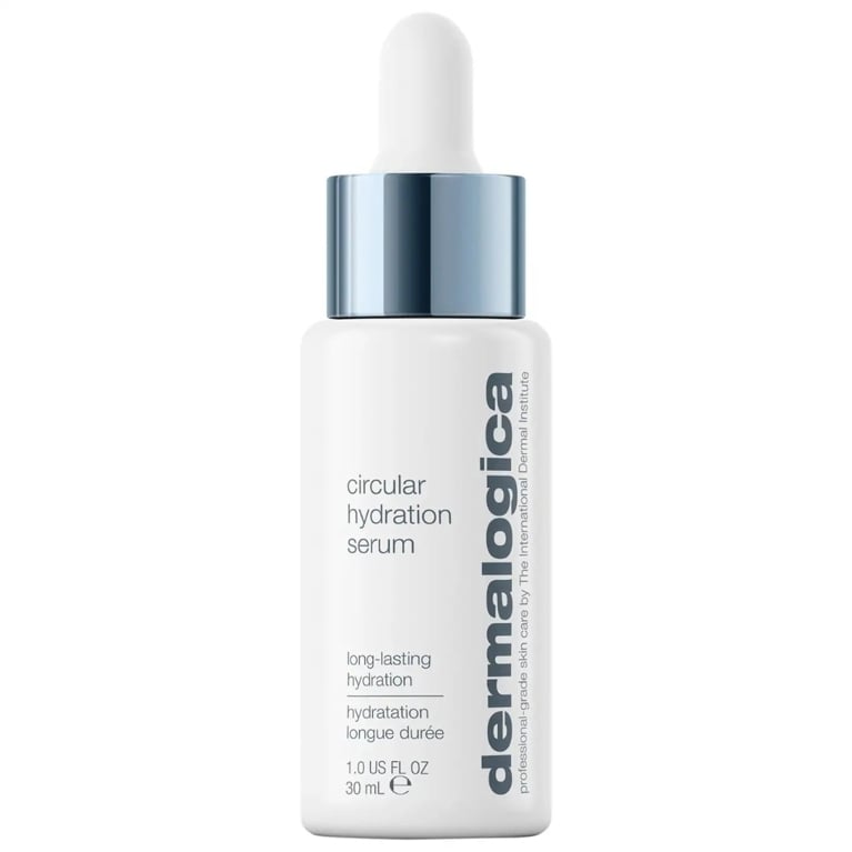 A 30ml bottle of the Dermalogica Circular Hydration Serum with Hyaluronic Acid for an article about everything you need to know about hyaluronic acid