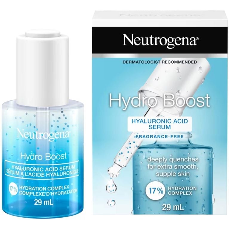 A 29ml bottle of Neutrogena Hydro Boost Hyaluronic Acid Serum for an article about everything you need to know about hyaluronic acid