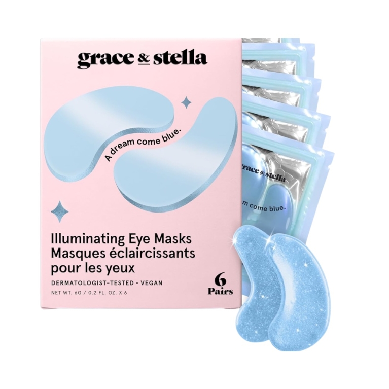 A 6 pack of Grace & Stella Illuminating Eye-mask patches for an article about everything you need to know about hyaluronic acid