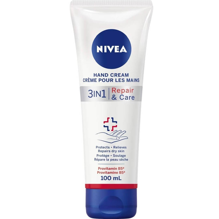 A Nivea 3-in-1 Repair & Care Hand Cream for an article about the best hand creams according to our editors.