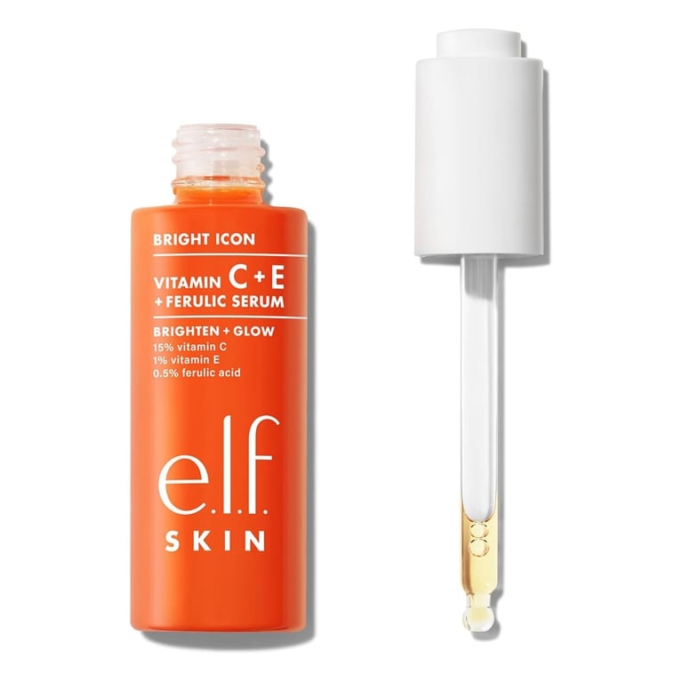 A bottle of E.l.f. Skin Bright Icon Vitamin C + E + Ferulic Serum for an article about the best products for hyperpigmentation.