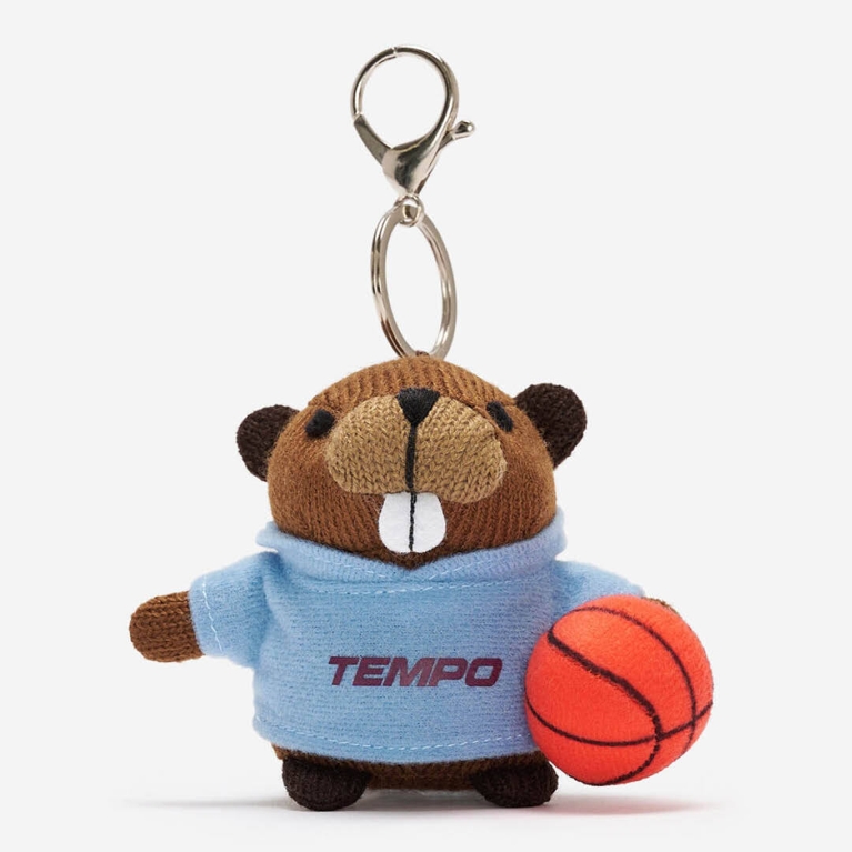 A Roots Toronto Tempo Beaver Key Chain: (a stuff beaver holding a basketball on the right side wearing a sky blue sweater that says tempo) for an article about the best purchases editors picked for April 2026
