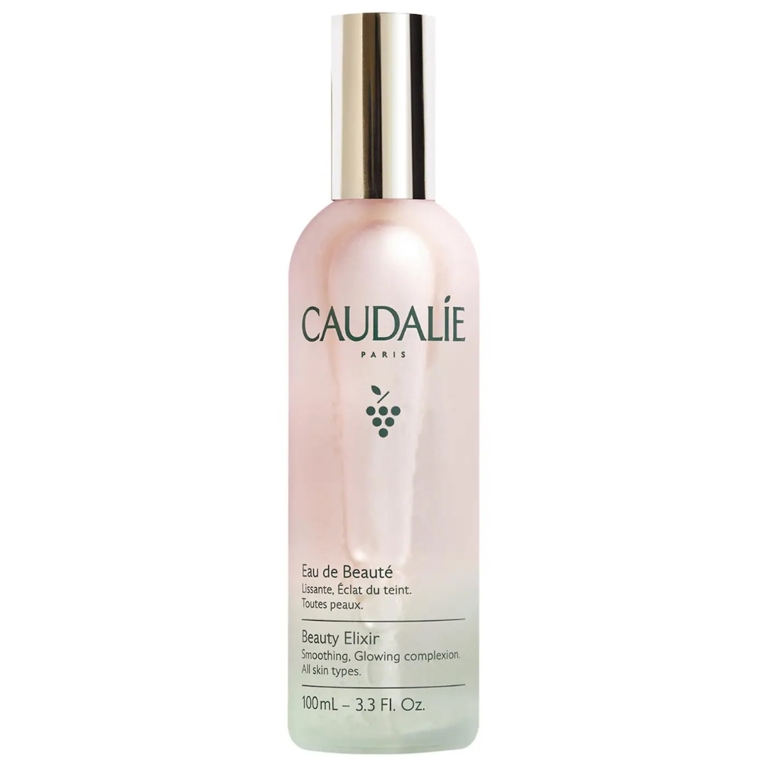 A 100ml bottle of Caudalie Beauty Elixir Mist for an article about the best french drugstore beauty products you can purchase in Canada