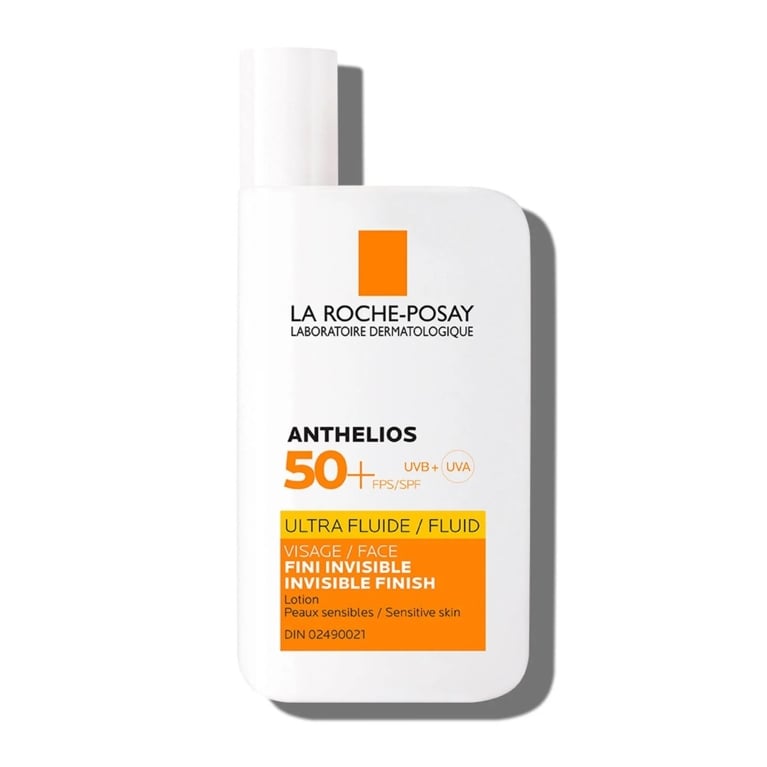 A bottle of the La Roche-Posay Anthelios 50+ UVB + UVA Invisible Finish Sunscreen for an article about the best french drugstore beauty products you can purchase in Canada