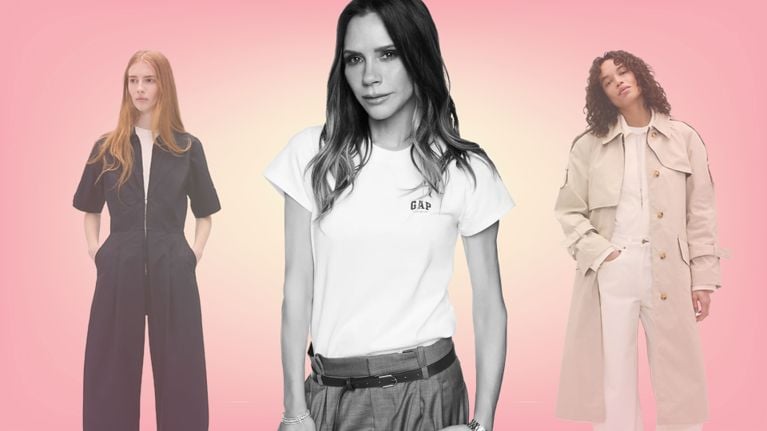 Gap x Victoria Beckham Collection 2026 cream maxi dress