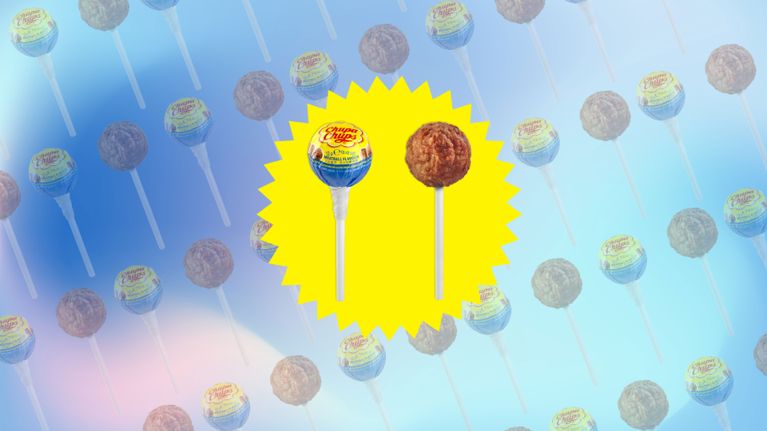 A lollopop next to a meatball on a stick in a post about ikea meat lollipops.