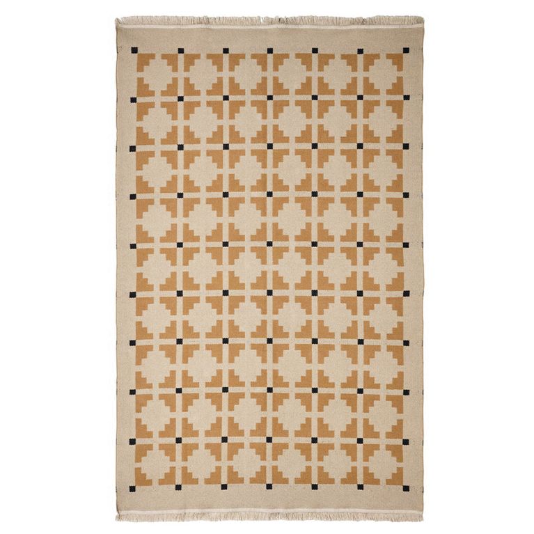 IKEA TELEGRAFLINJE flatwoven rug in yellow-beige